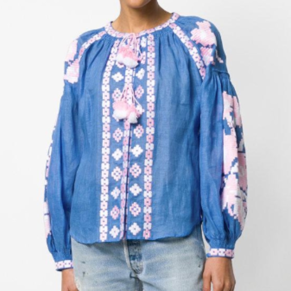 March 11 Flower Pixel Embroidered Blouse